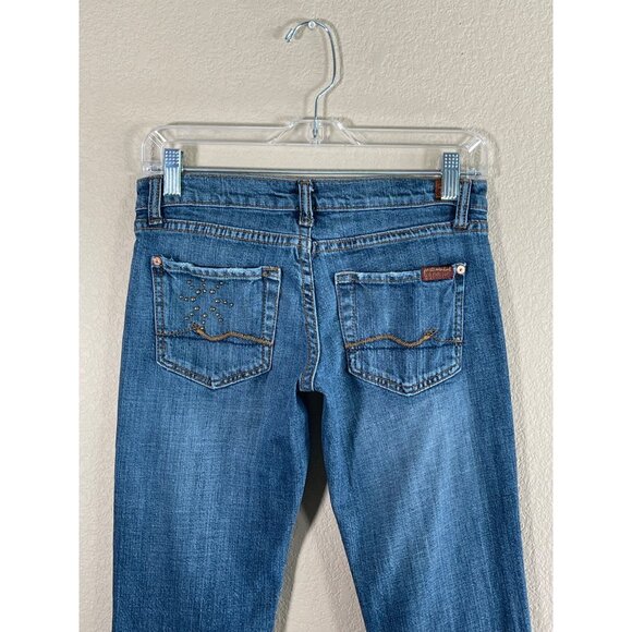 Vtg 7 For All Mankind Bootcut Jeans Women's The Great Wall of China Rhinestones - Picture 8 of 9